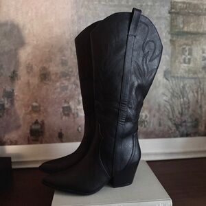 NWOT Embroidered Western Cowboy High Boots for Women - Vegan Leather.